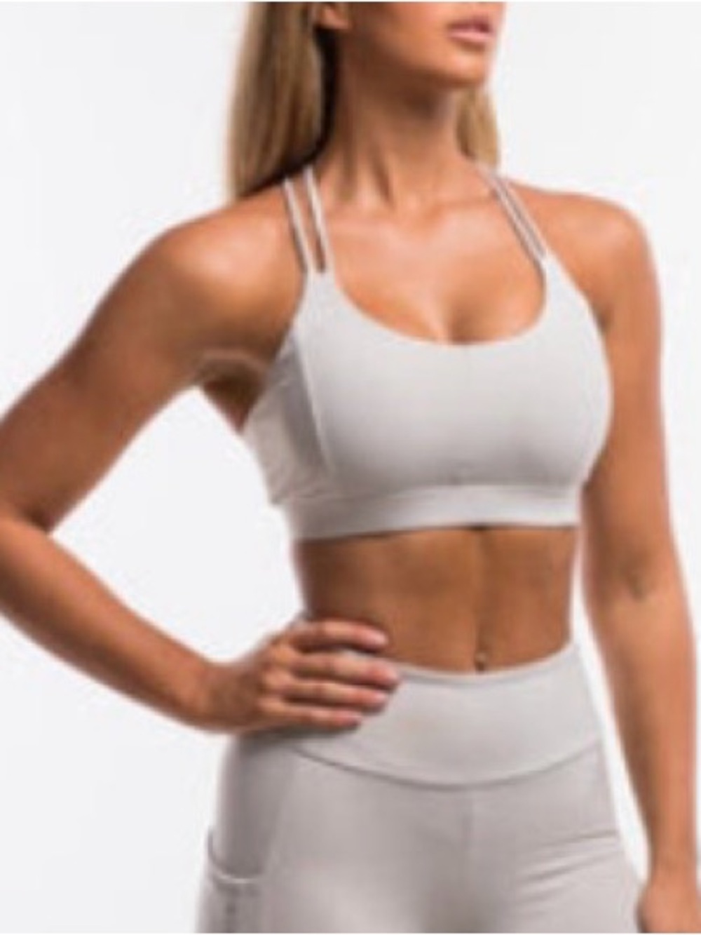 ECHT Purpose Strappy Back Sports Bra Size L - Cloud Grey Color